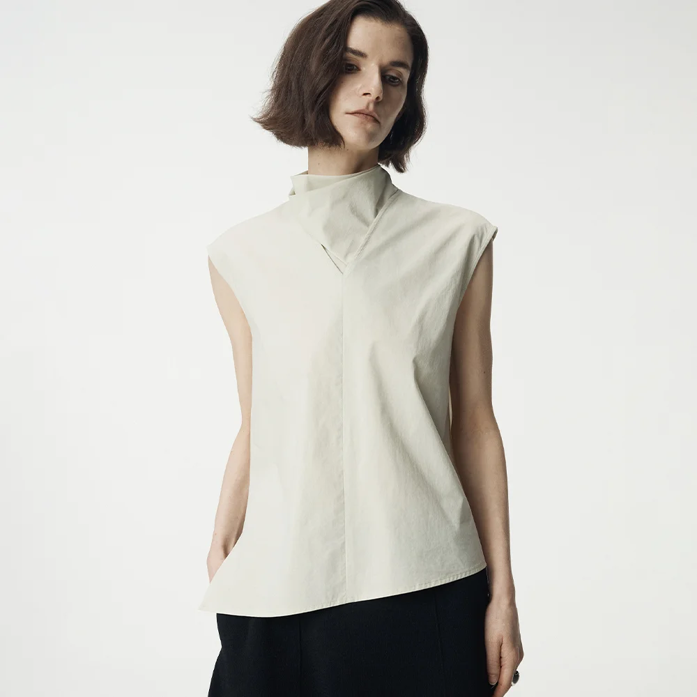 Poplin Sleeveless With Triangle Scarf_Green Tea