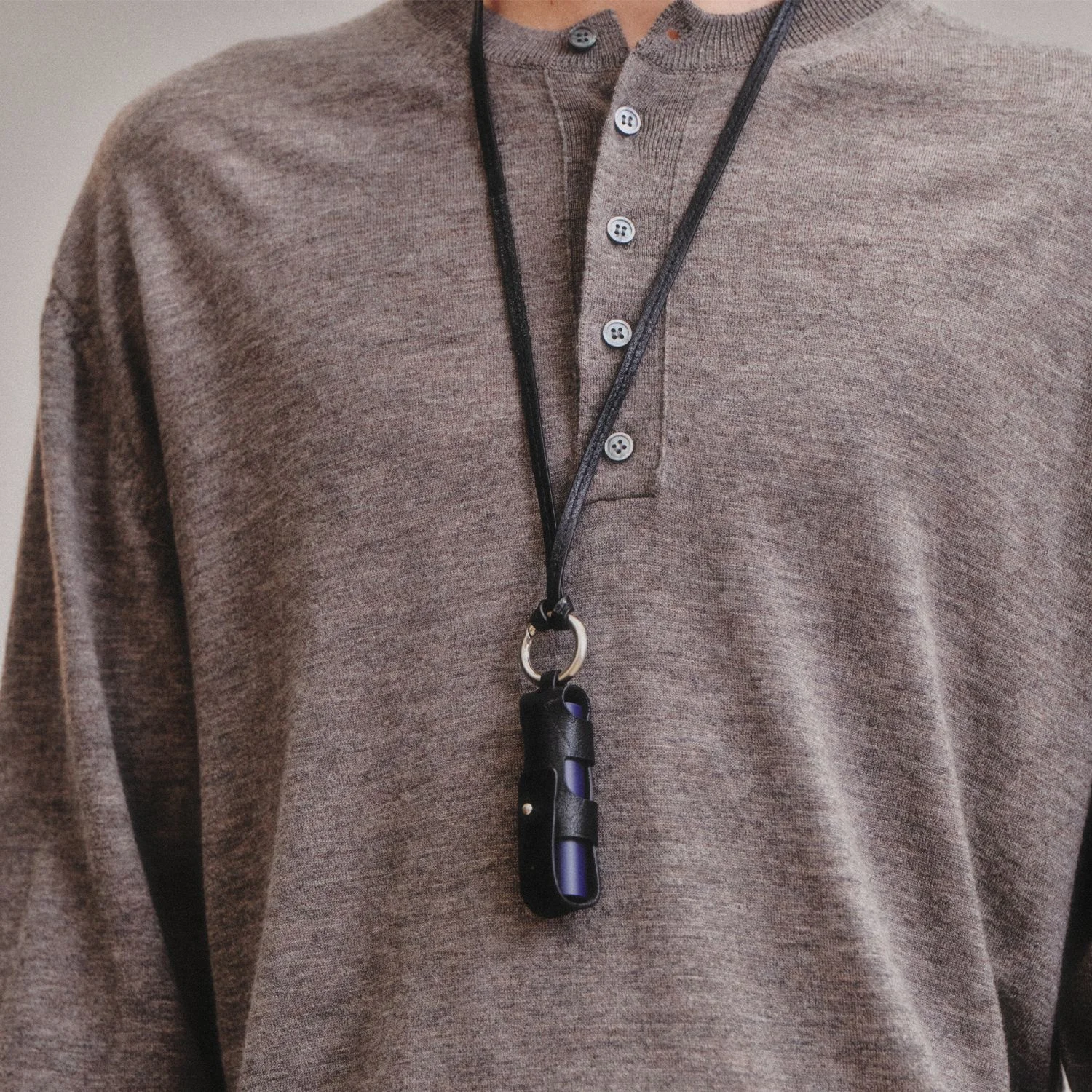 Leather Lip Balm Chain_Black