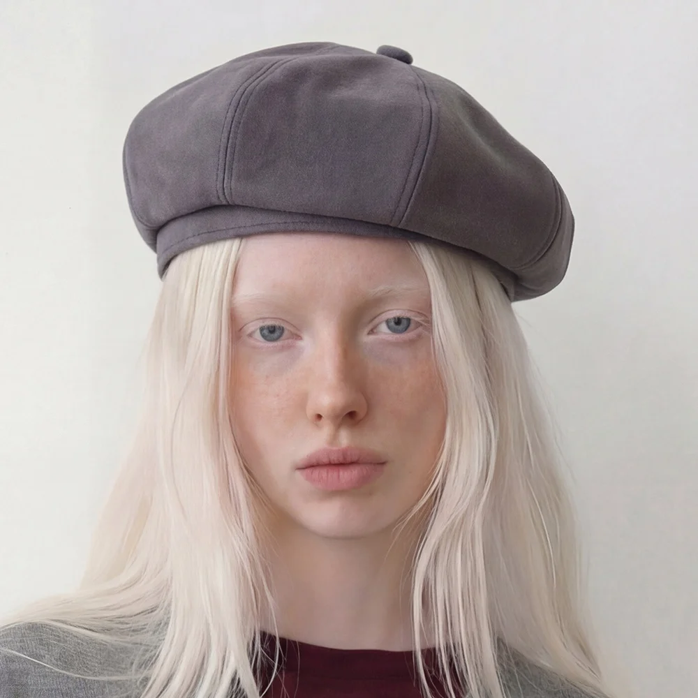 麂皮 8拼接 秋季 冬季 日常 女裝 貝雷帽 BREAD BERET / T SUEDE / SMOKE GREY