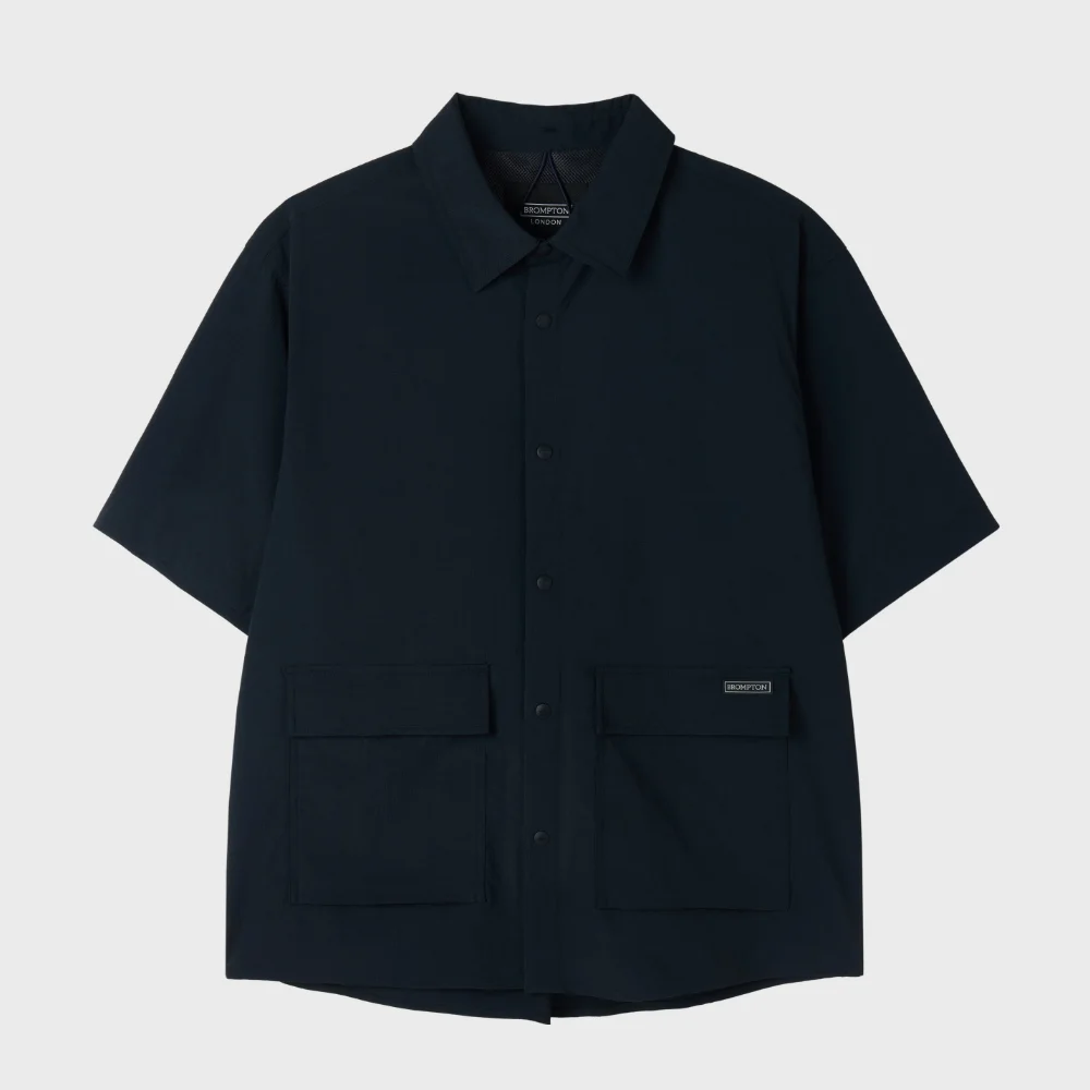 AIRO SEERSUCKER HALF SLEEVE SHACKET - NAVY (P252MJK188)
