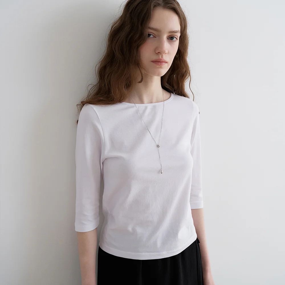 comos 1710 classic boat neck T-shirt (white)