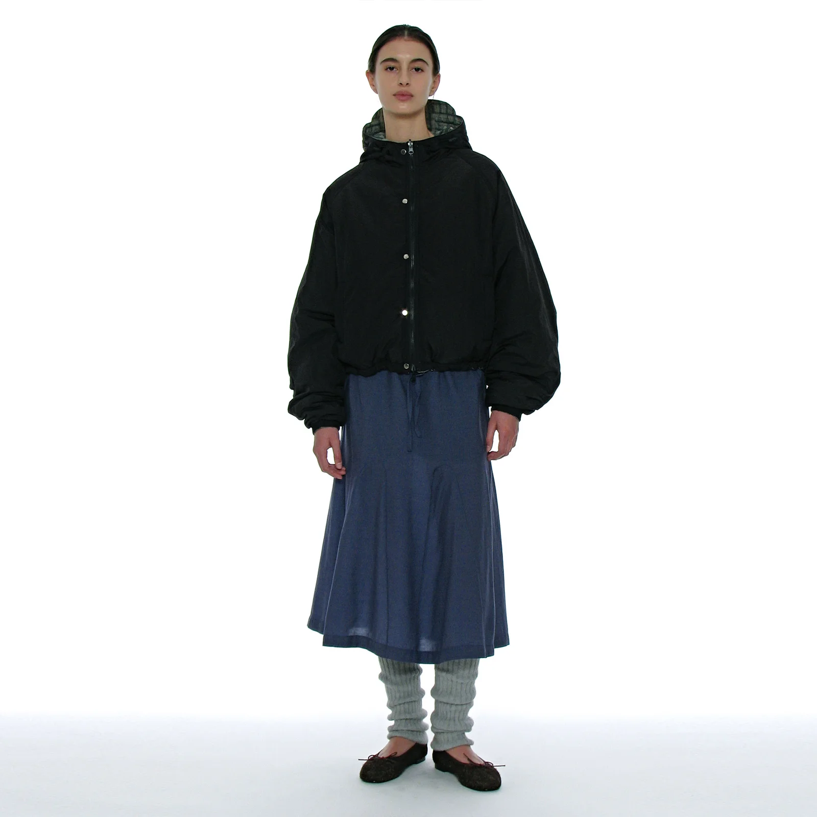 REVERSIBLE HOODED WINDBREAKER_BLACK