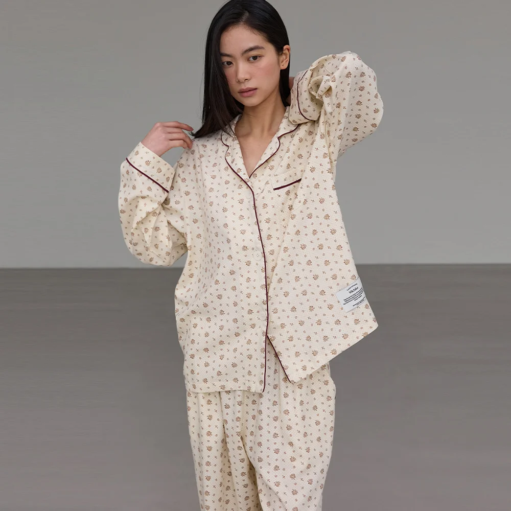 Vintage Garden Pajama Set Cream beige
