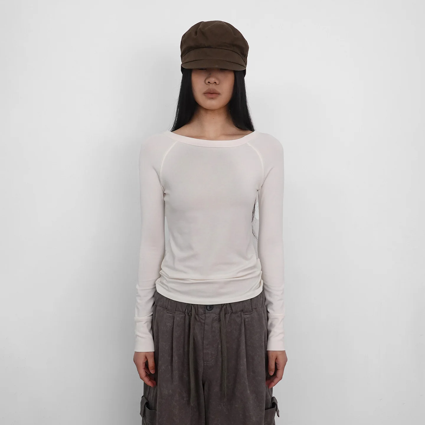 Boat Neck Long Sleeve_Ivory