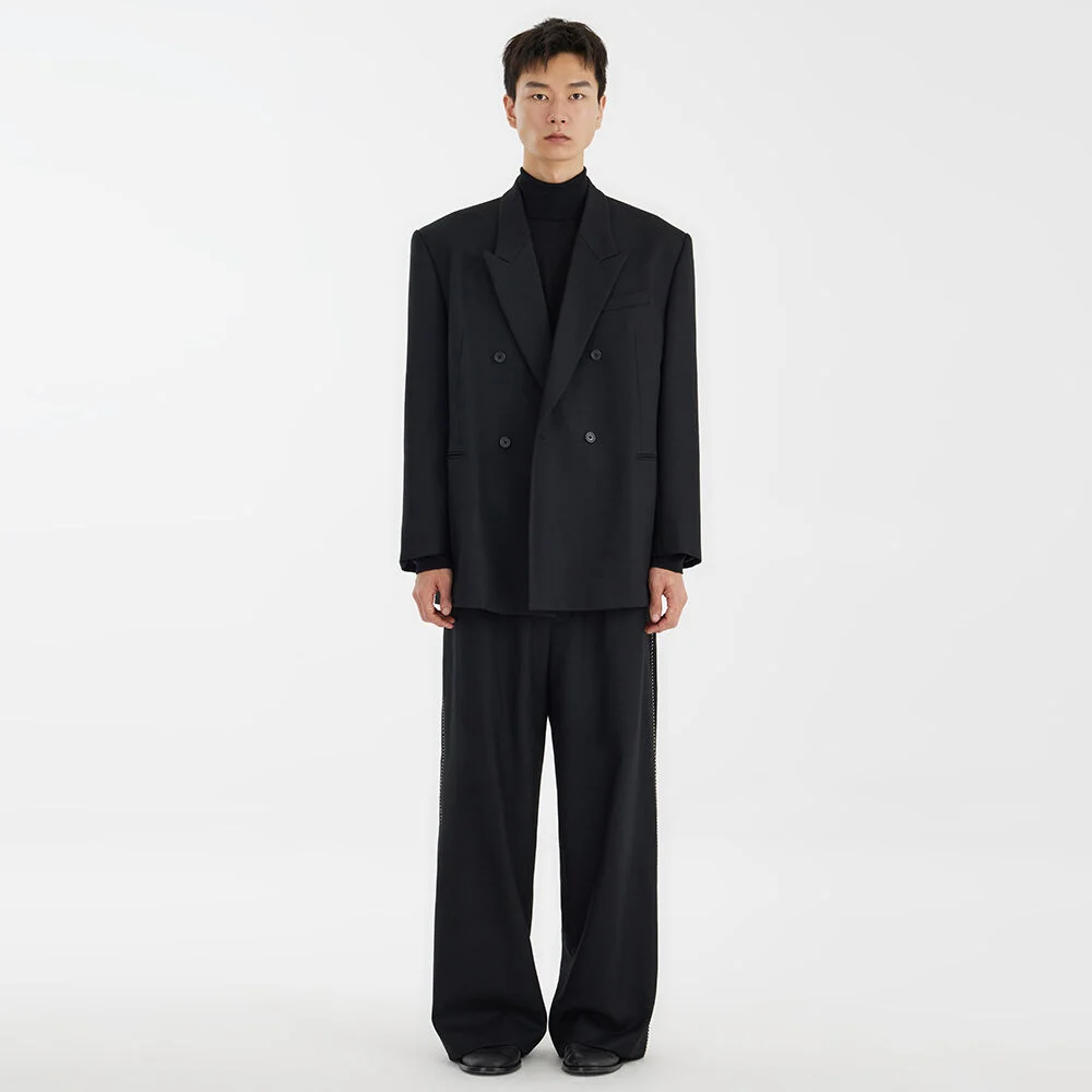 Oversized Double-Breasted Jacket - Black