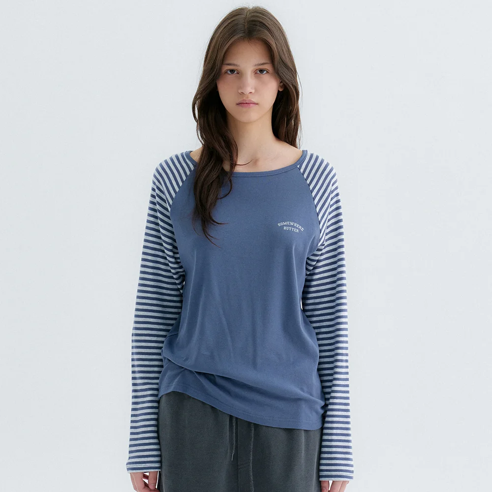 Dale Stripe Raglan Top - Blue
