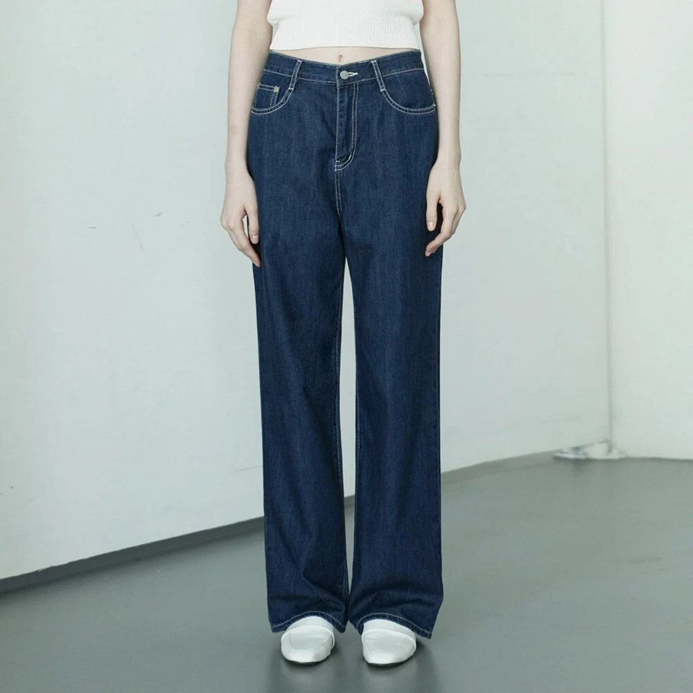 W1045 SUMMER WIDE DENIM PANTS_DEEP BLUE