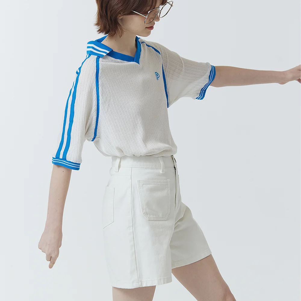 9203 夏季 口袋 短牛仔褲 (白色)