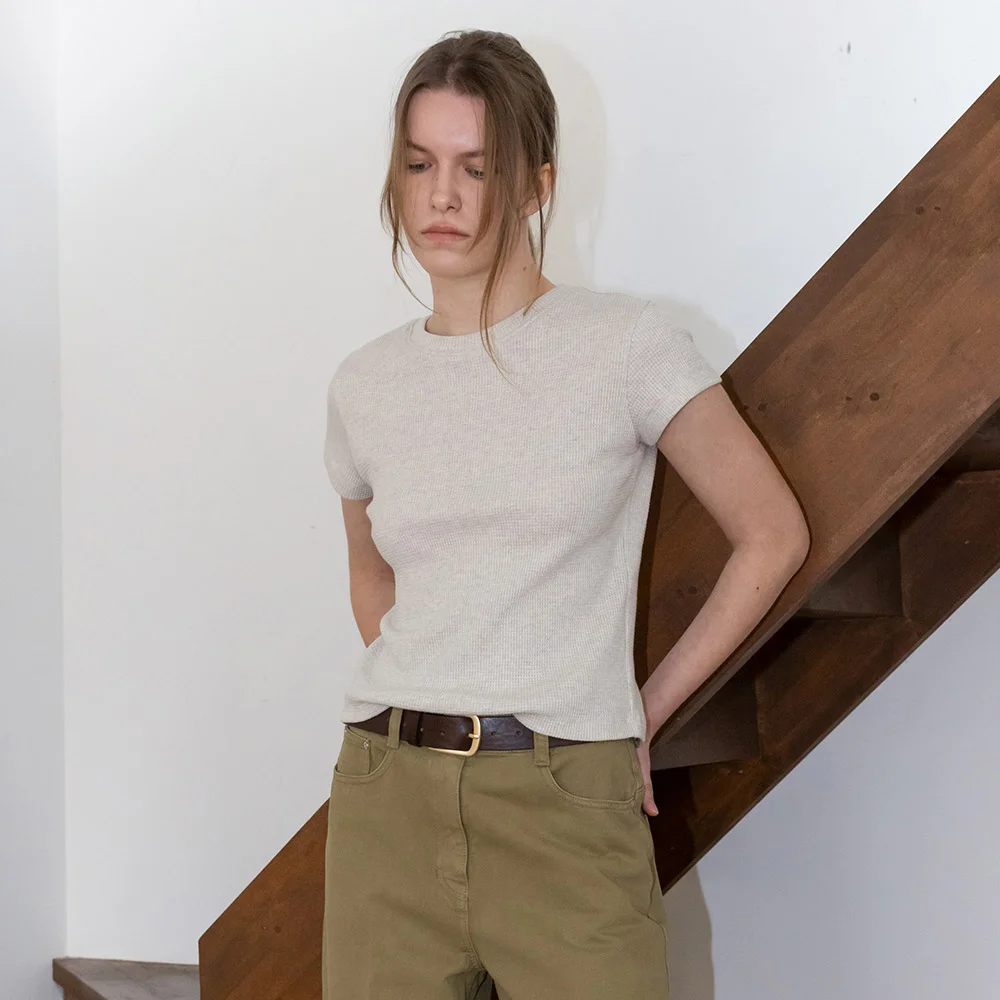 Basic Waffle T-Shirt SW5SE117_2color