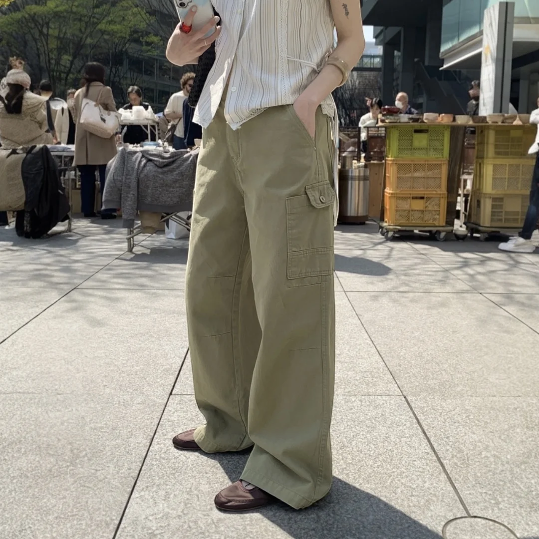 Russell Cargo Cotton Wide Pants (Khaki)