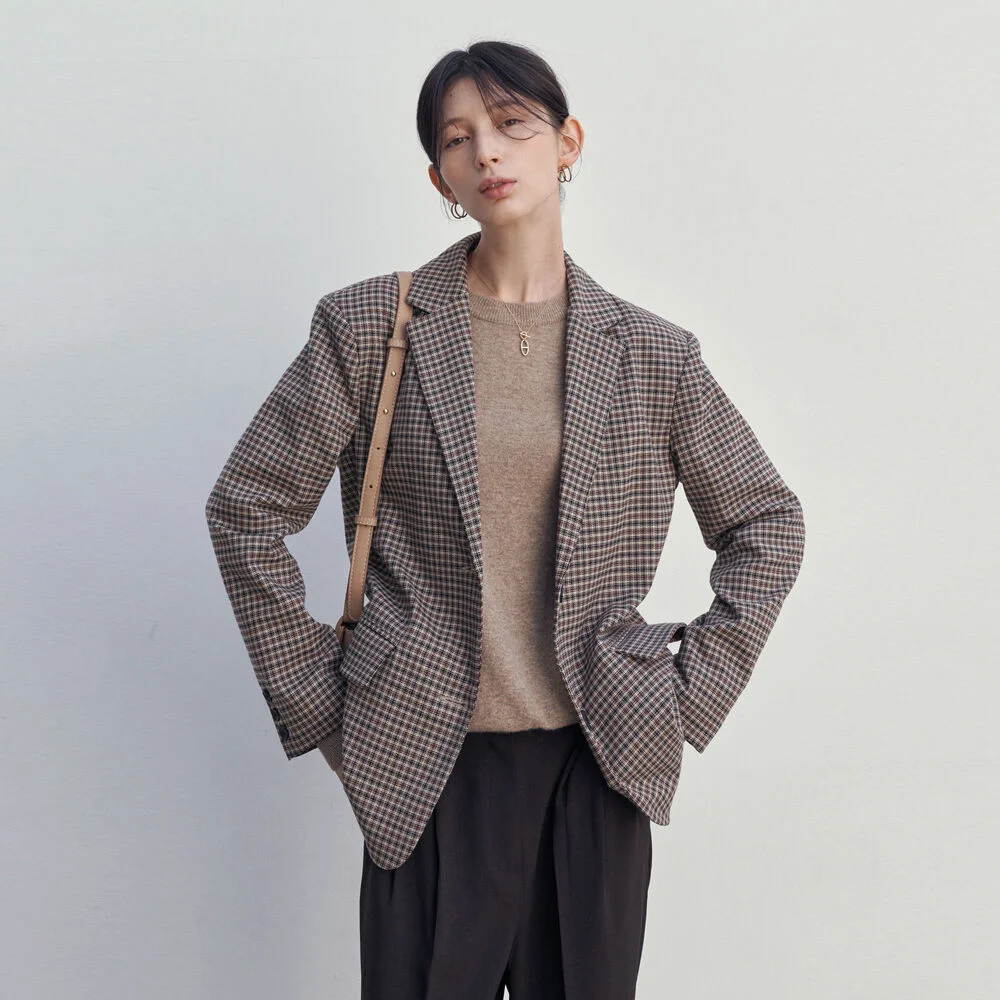 MOLD CHECK SINGLE JACKET_BEIGE