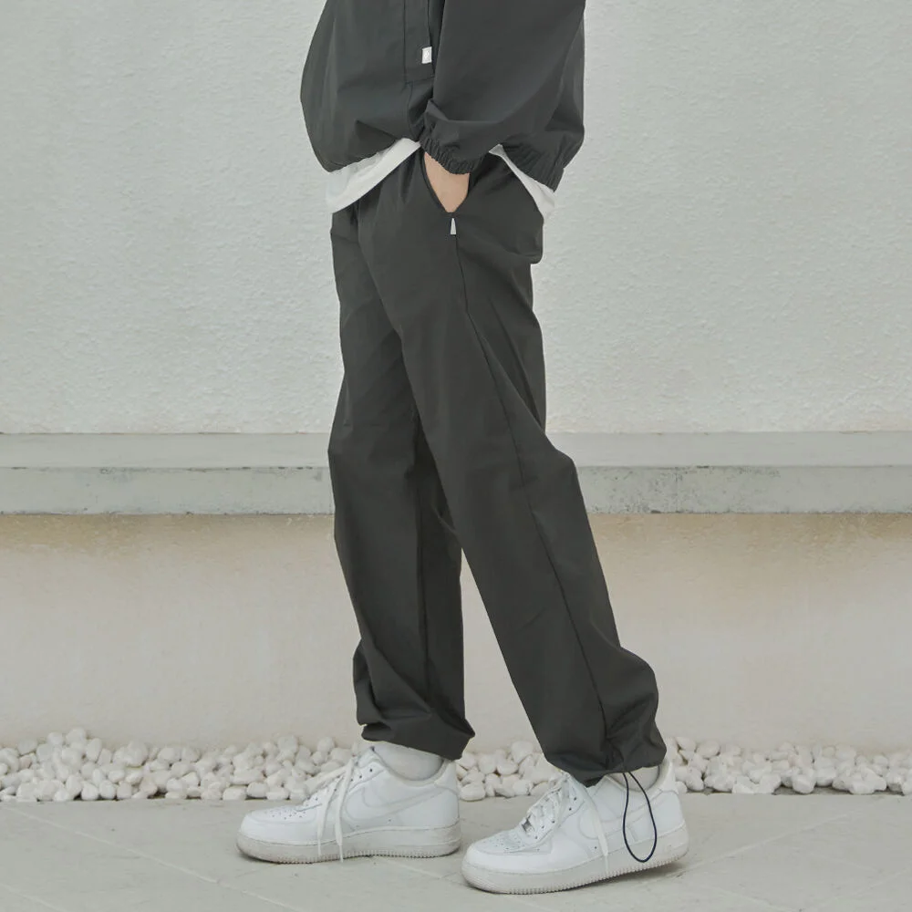 彈力 束繩 寬褲 黑色