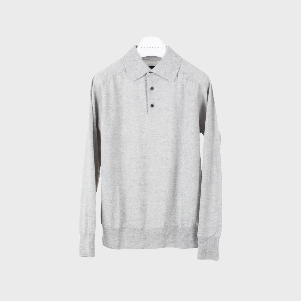 WOOL COTTON POLO SWEATER_GREY