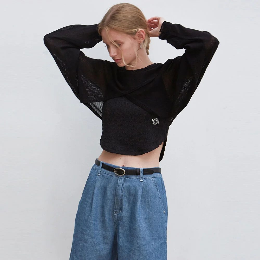 NICOLE LAYERED KNIT BOLERO_BLACK
