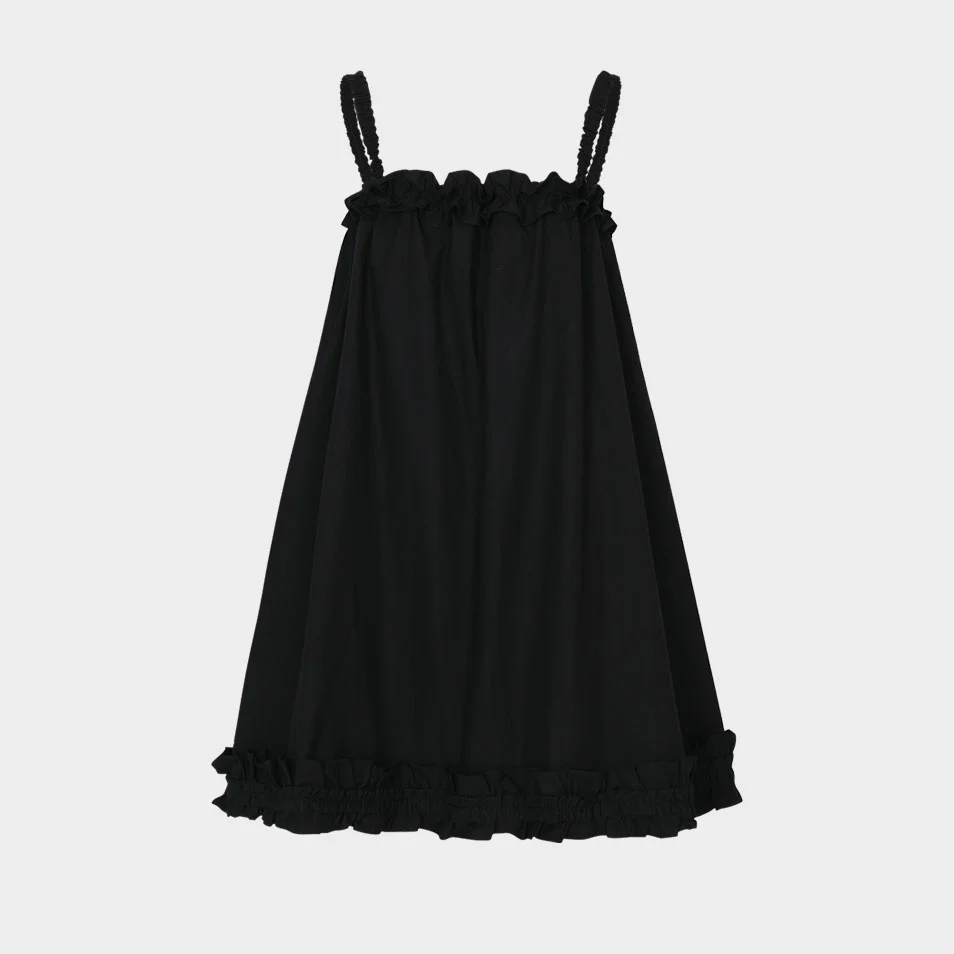 Forest Frill Mini Dress (Black)