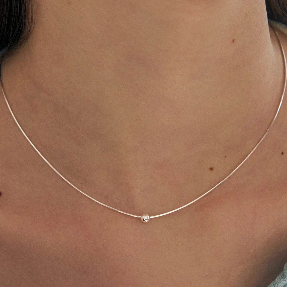 Mini Dot Silver Ball Necklace. NA1719