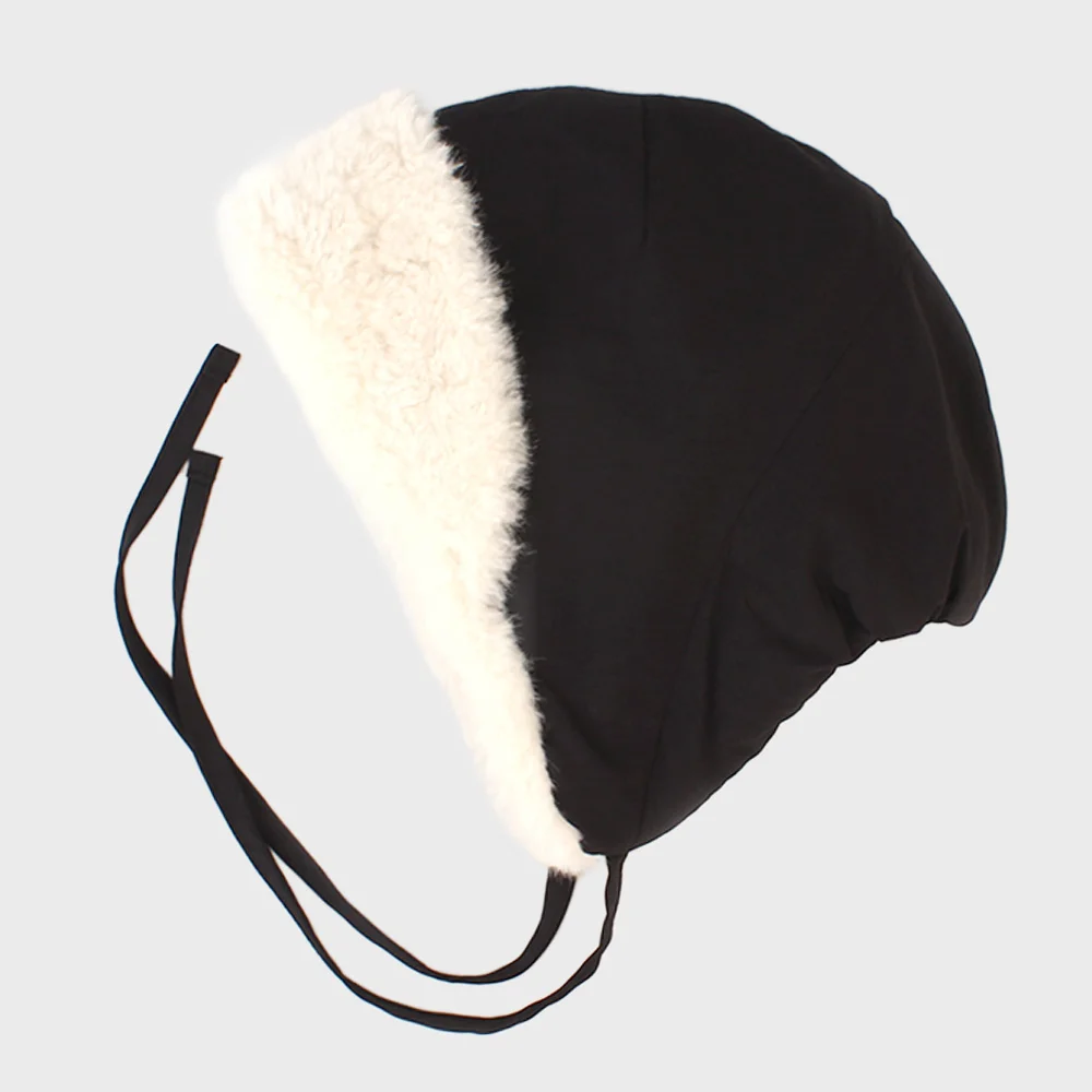 Bio Poly Fur Black Bonnet Hat Bonnet Hat