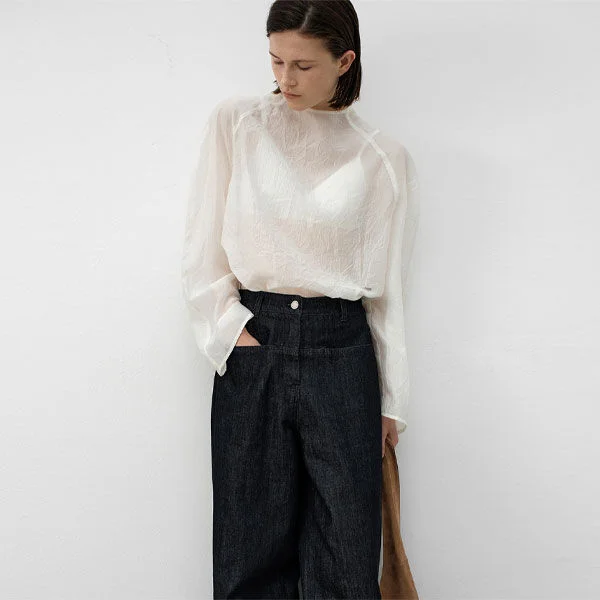 TWO BUTTON UNBAL DENIM PANTS(PT-5690)