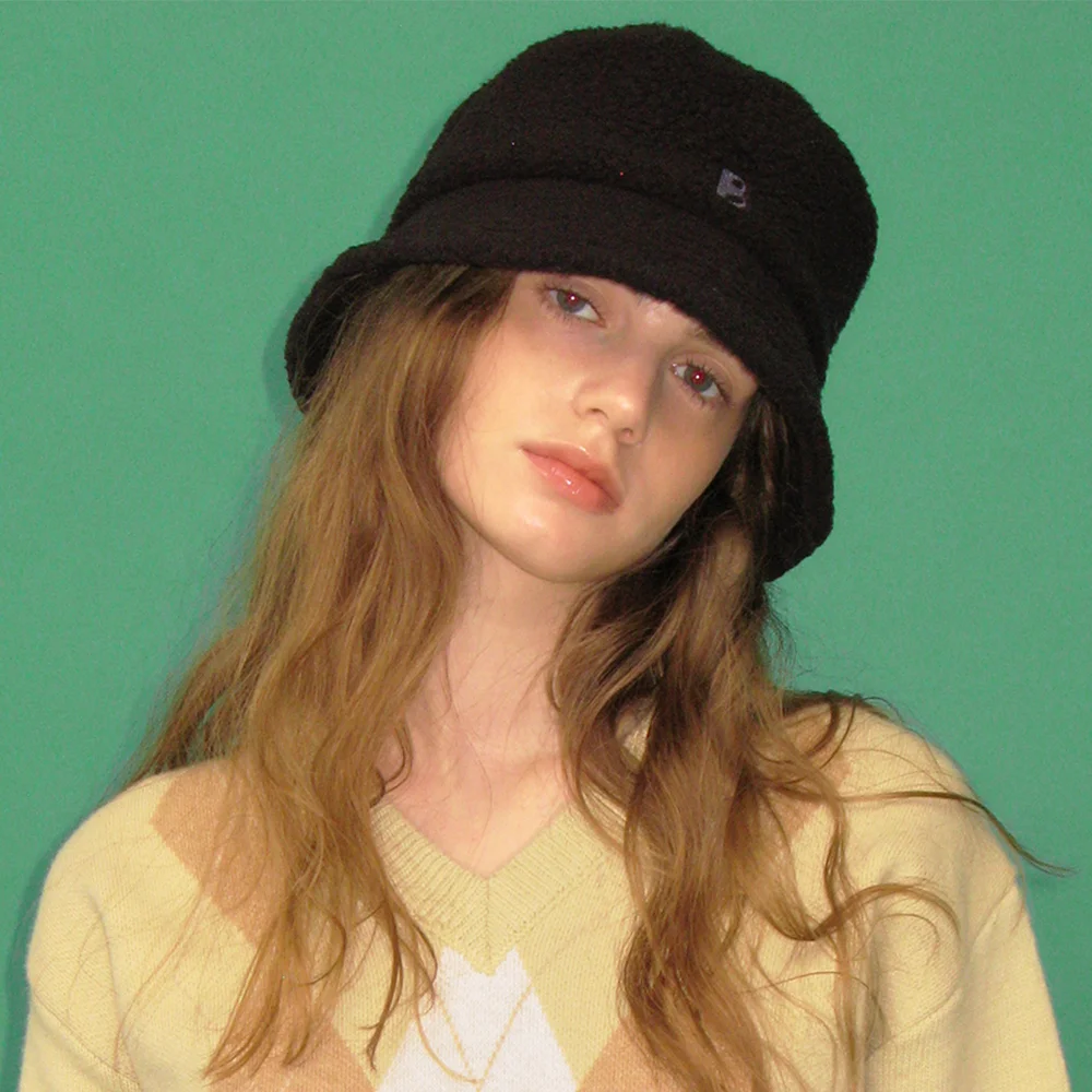 Fleece b logo bucket hat - black