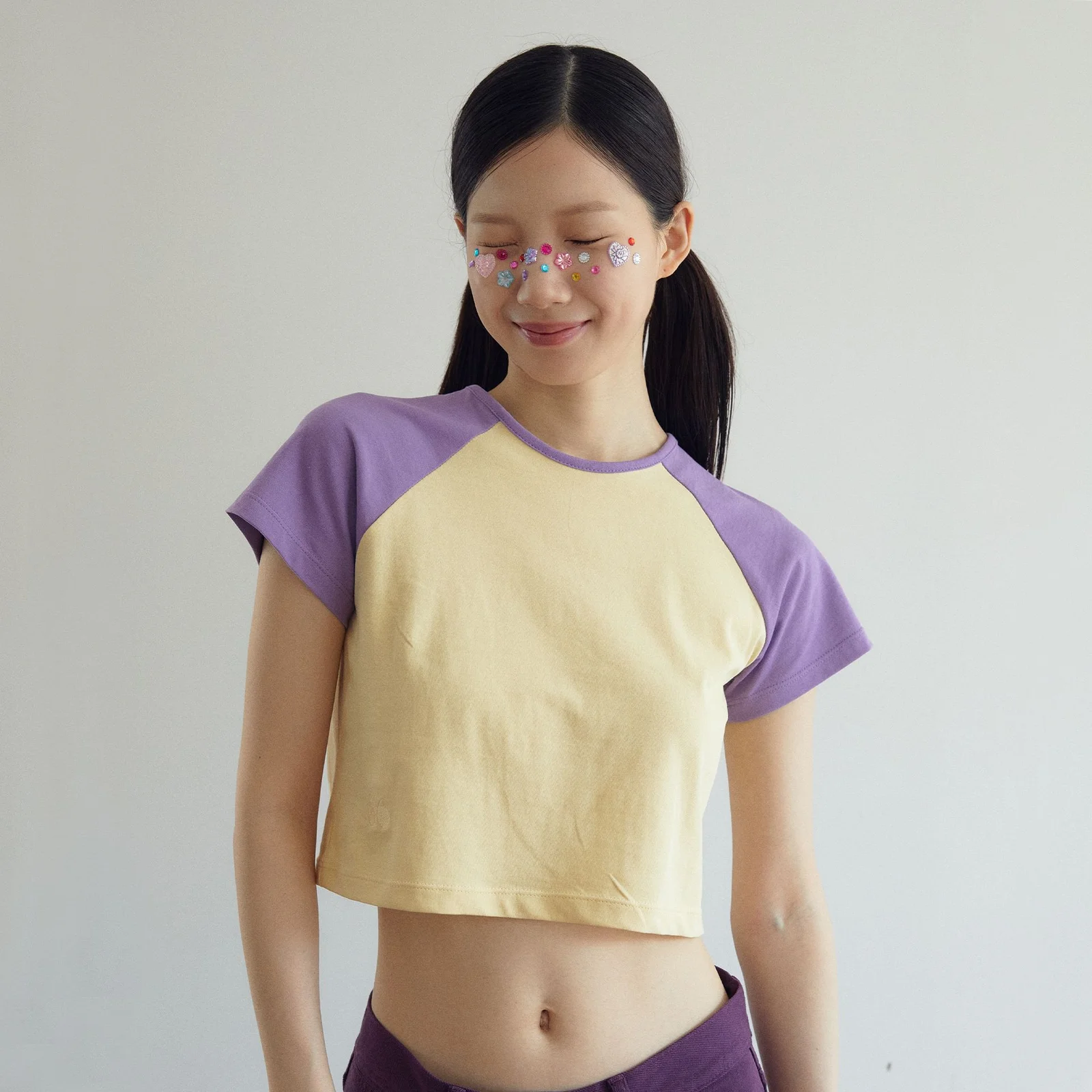 Jouie Crop Raglan T shirt Jouy 短版 牛角袖 T恤 (紫色/Butter)