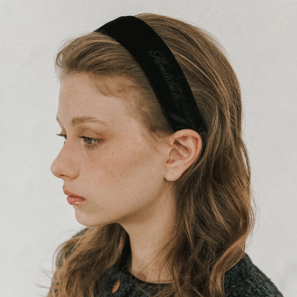 classic velvet logo head band - black