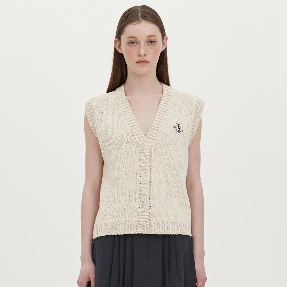 buttoned knit vest_cream