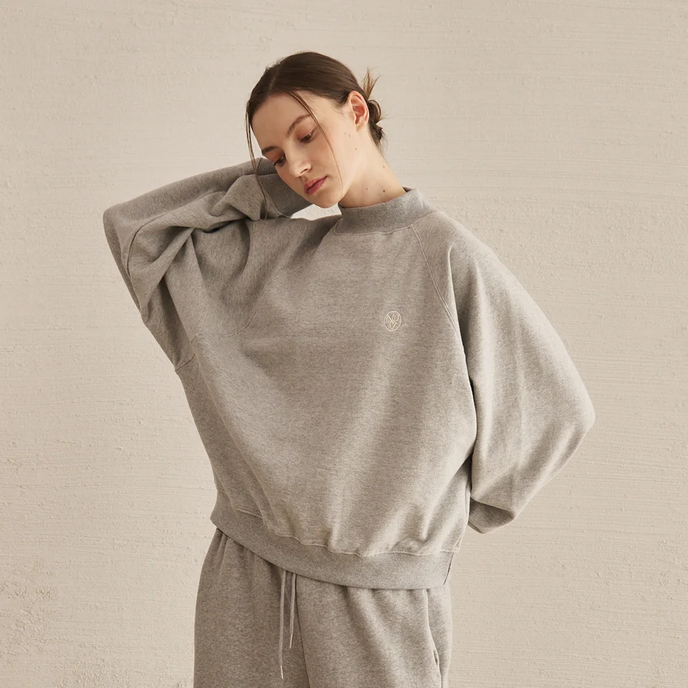 Half Neck Over Fit Sweatshirts - M. Gray