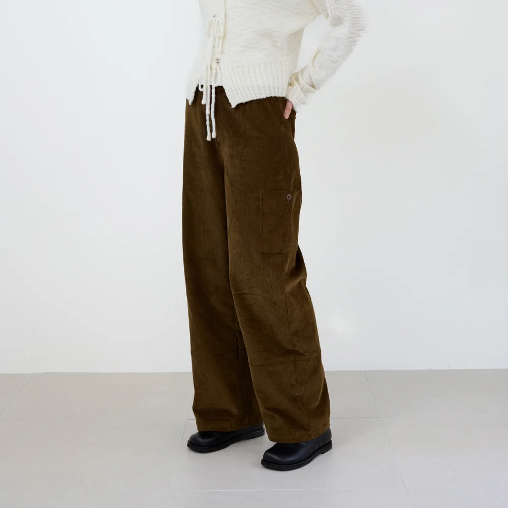 Side Pocket Corduroy Pants (Brown)
