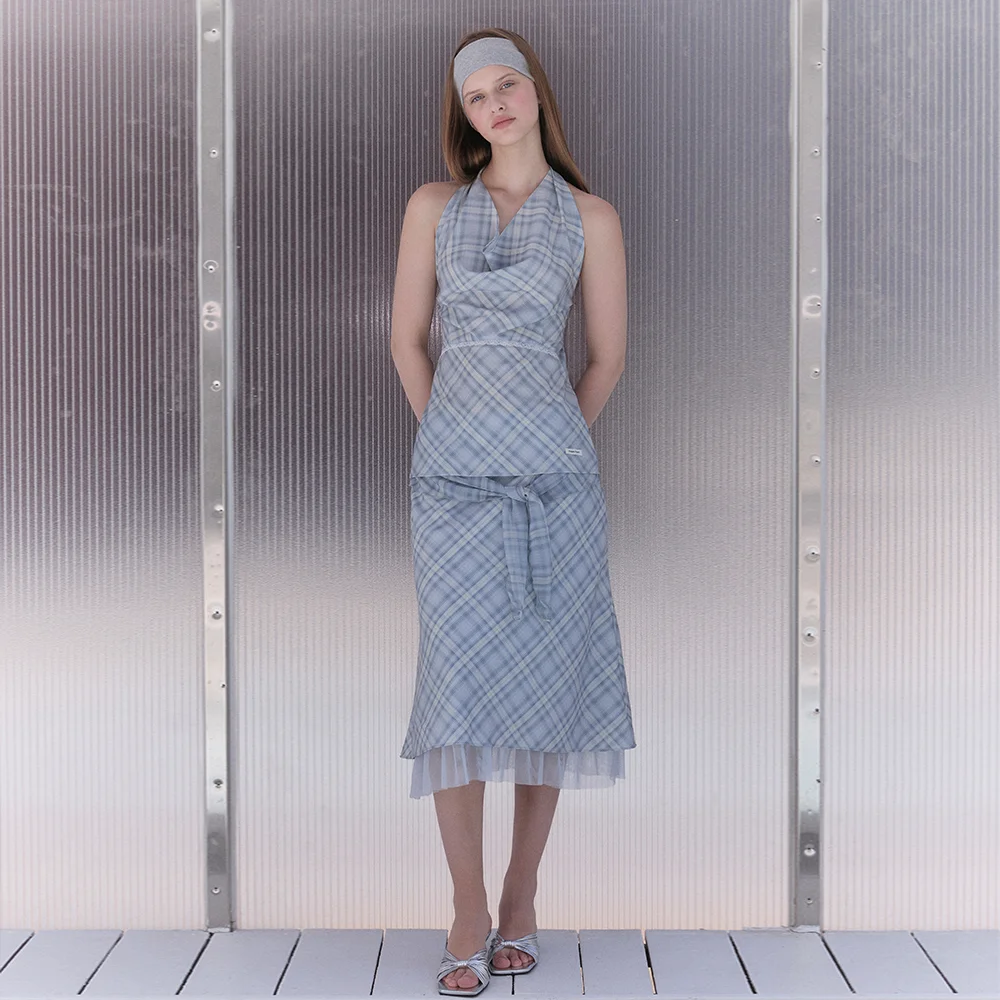 RIBBON DETAIL MERMAID SKIRT (LIGHT BLUE)