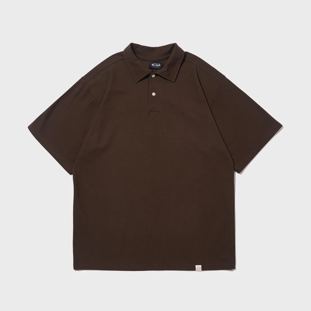 SORONA BASIC COLLAR SHORT-SLEEVE (BROWN)