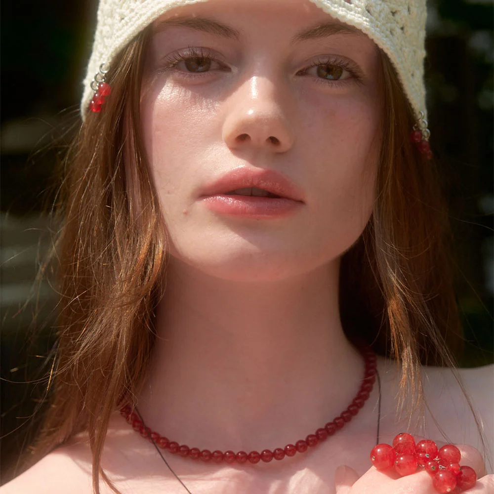 Red Chalcedony Necklace 6mm (L242MNK060)