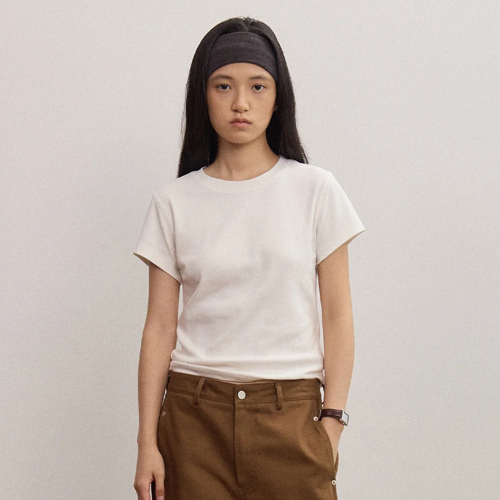 HOWUS LOGO HALF T-SHIRT (WHITE)