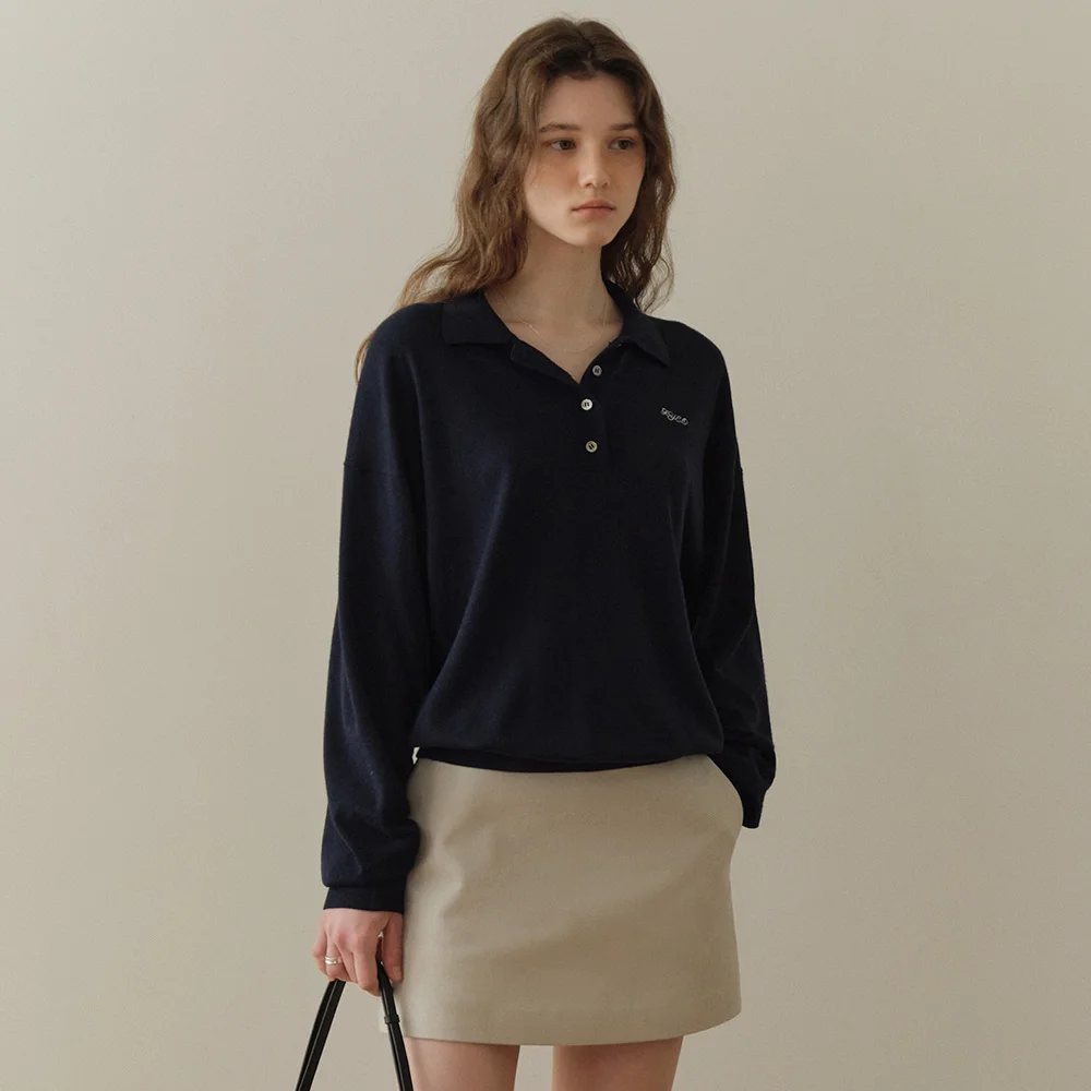 Aube Soft Collar Knit (Navy)