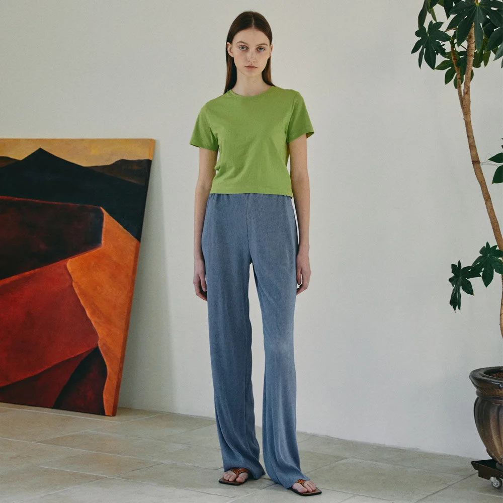 WIDE PLEATS BANDING PANTS (FOG BLUE)