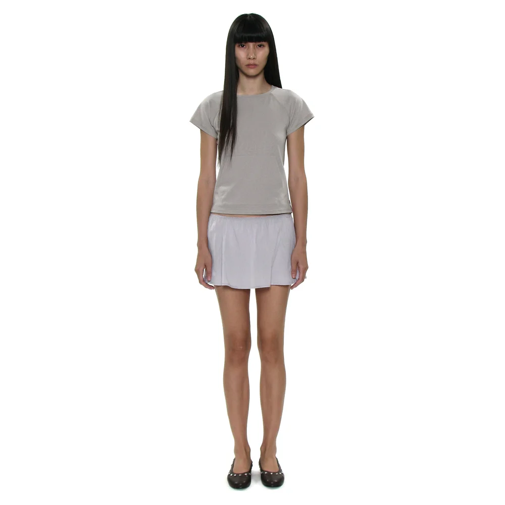 PWC COTTON LACE TRIM GORED MINI SKIRT_LIGHT GREY