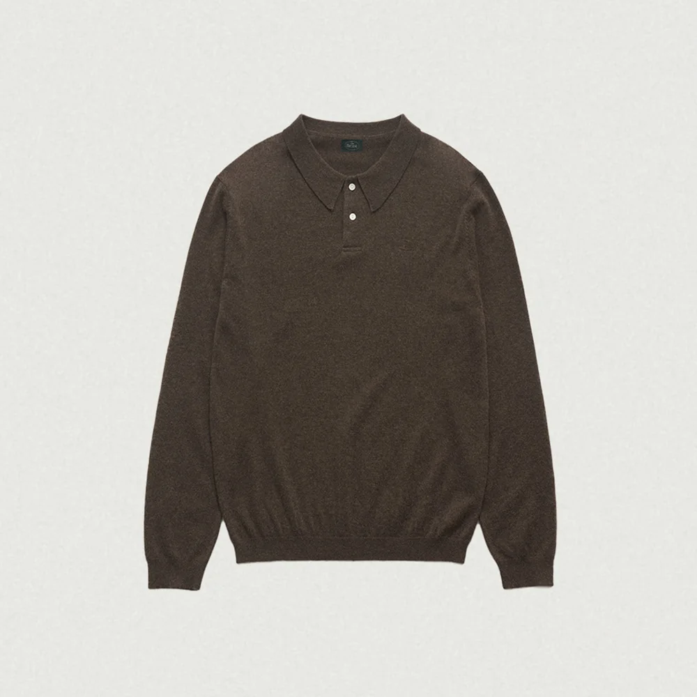 Oversized Cashmere Wimblyn Knit Polo Shirt_Dark Brown