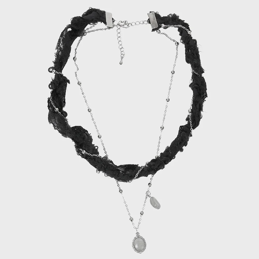 Braided Handmade Necklace (FL-730_Black)