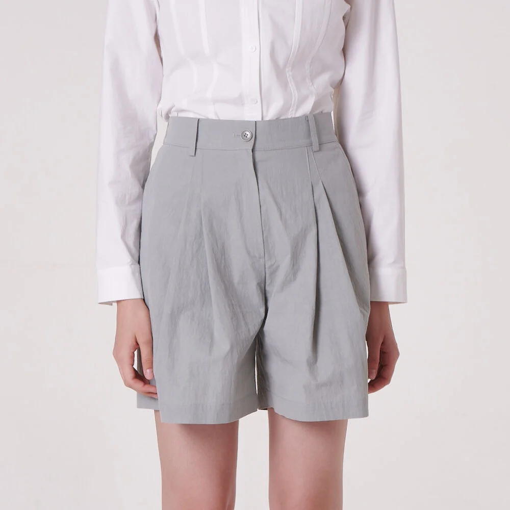easy short pants_ khaki-grey