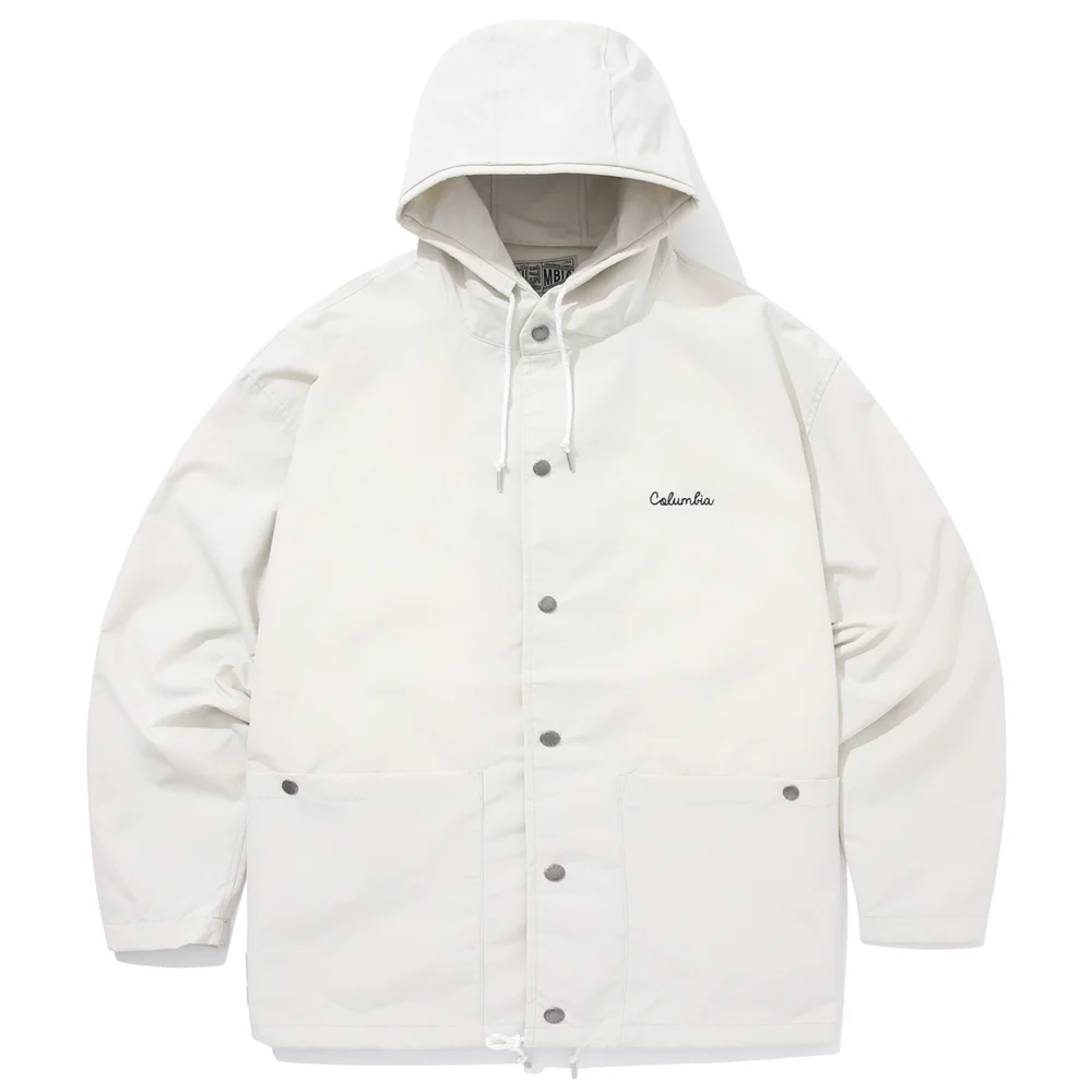 CLASSIC LOGO NYLON HOODIE JACKET 灰米