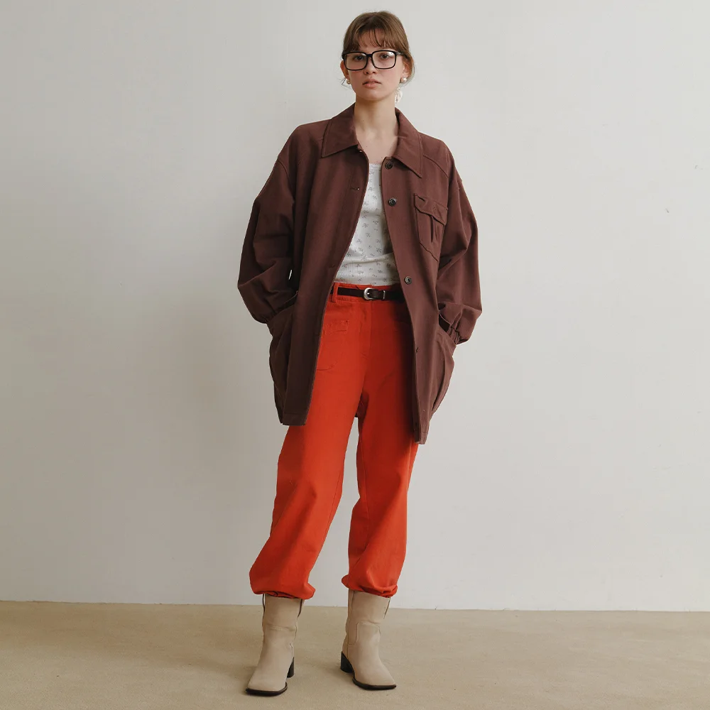 Space half coat Brown