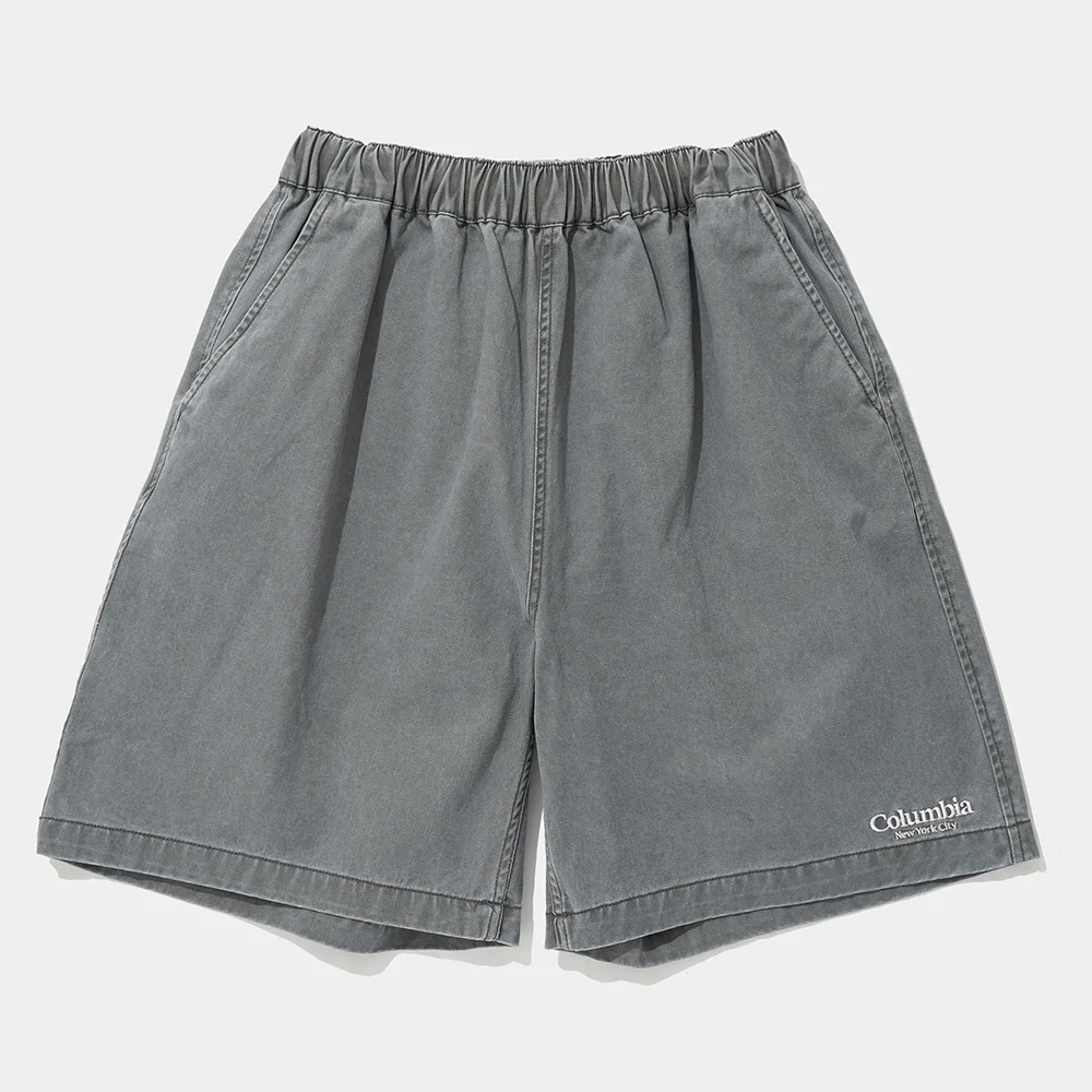 NYC EMB WASHED TWILL SHORTS PANTS_GRAY