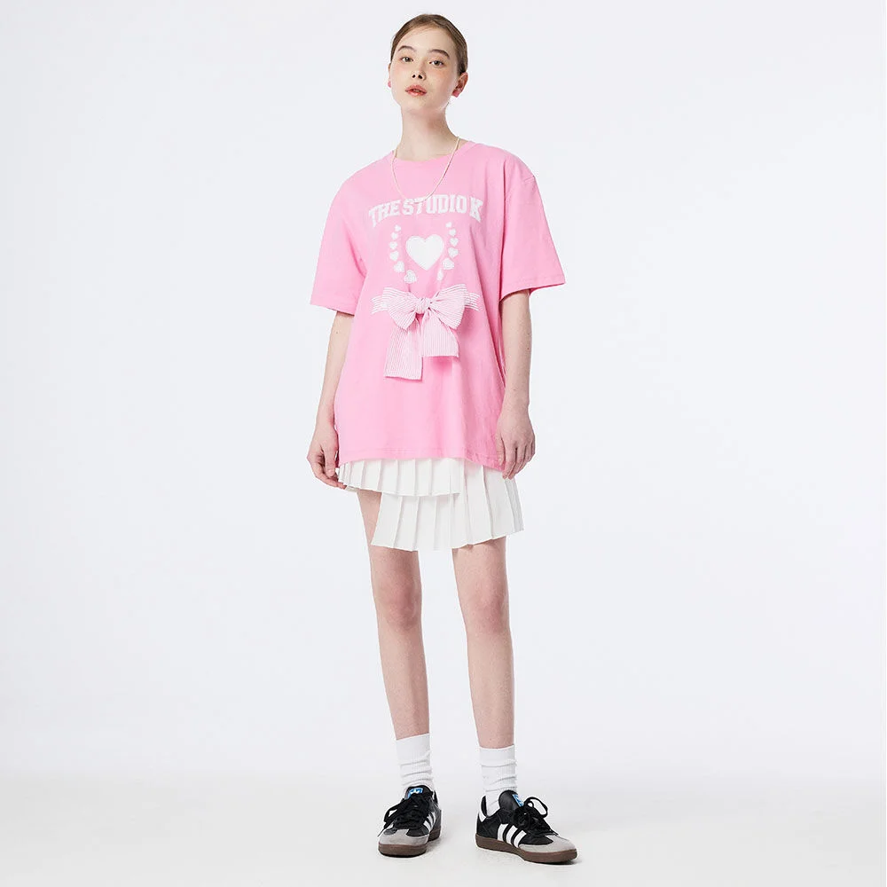 HEART LOGO LIBBON T-SHIRTS (PINK)