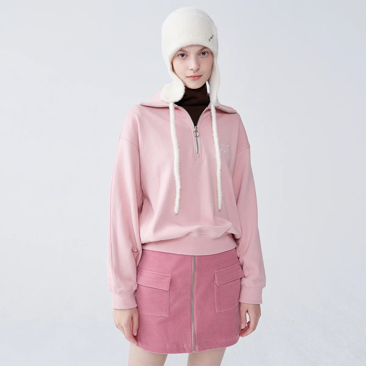 Eve Half Zip _ Pink