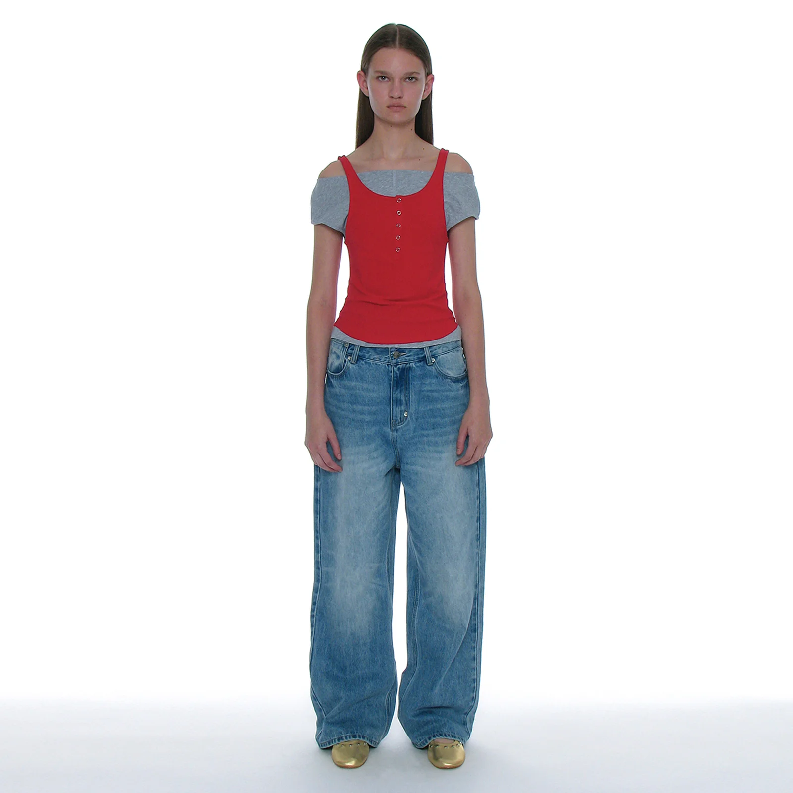 LOWRISE WASHED WIDE LEG JEANS_MID BLUE
