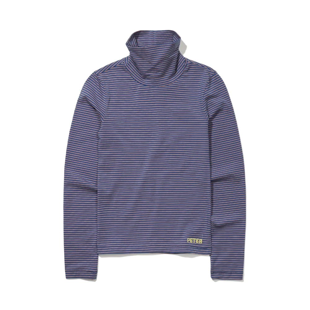 (W) PETER TURTLENECK STRIPE LONG SLEEVE T-SHIRT - BLUE