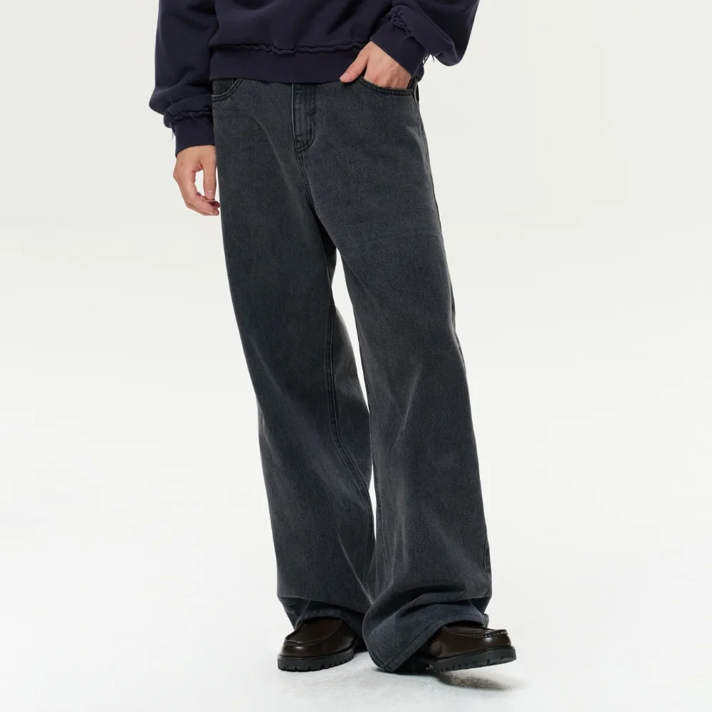 MEN ERA WIDE FIT DENIM PANTS - DARK GRAY