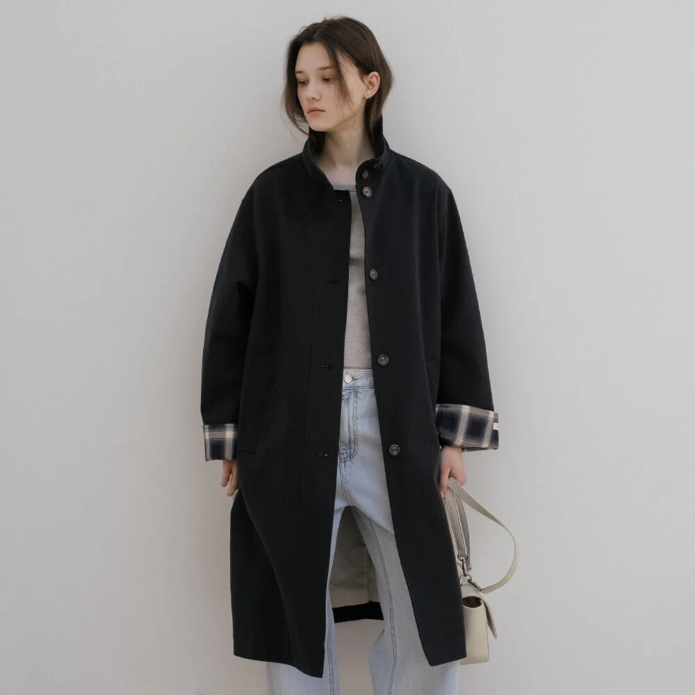 Check point long trench coat _Navy