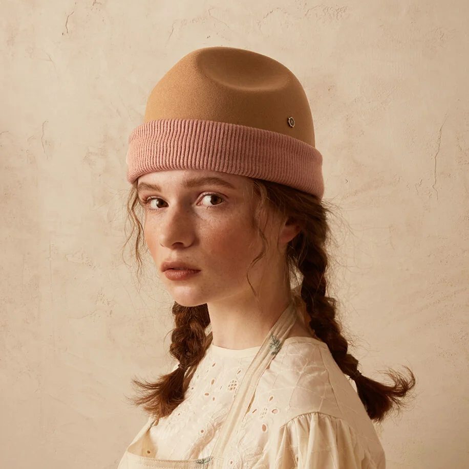 Felt crown beanie - Beige