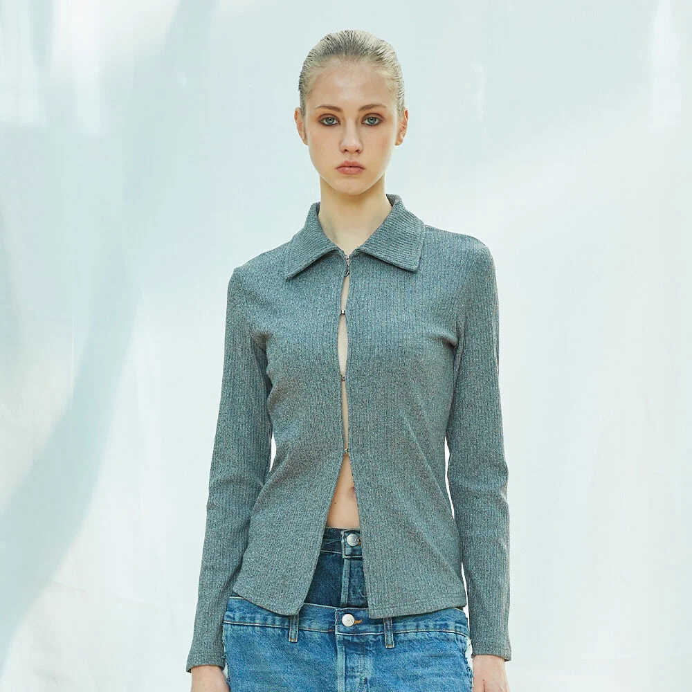 L9 CUTOUT COLLAR TOP(GRAY)