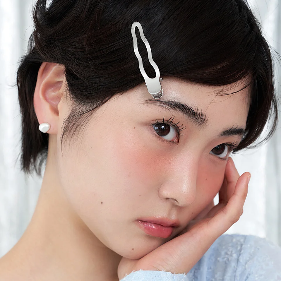 metal wave hair pin - silver